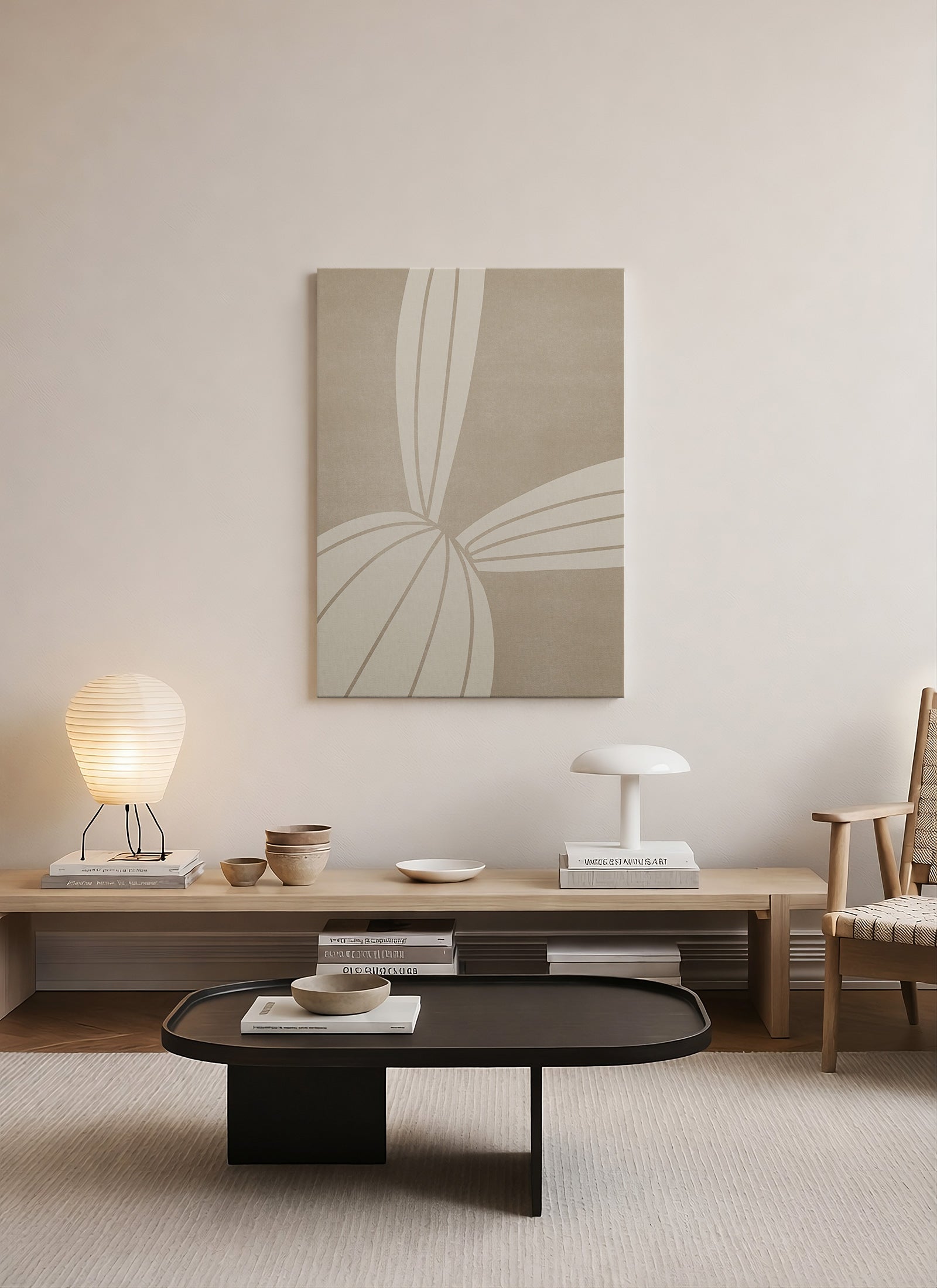 Sessiz Açılım – Minimalist Botanik Soyut Kanvas Tablo