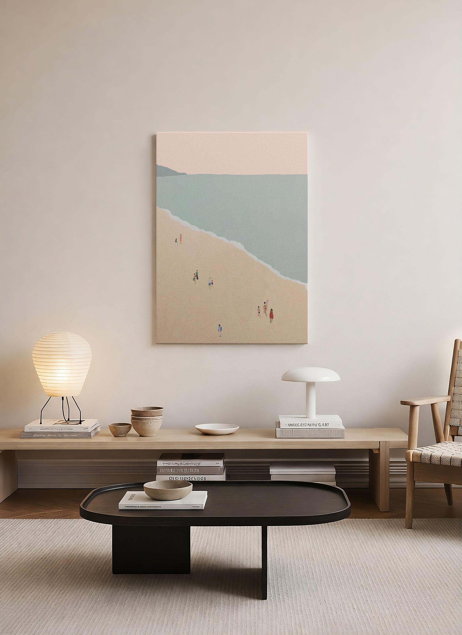 Sessiz Kıyı – Minimal Sahil Kanvas Tablo