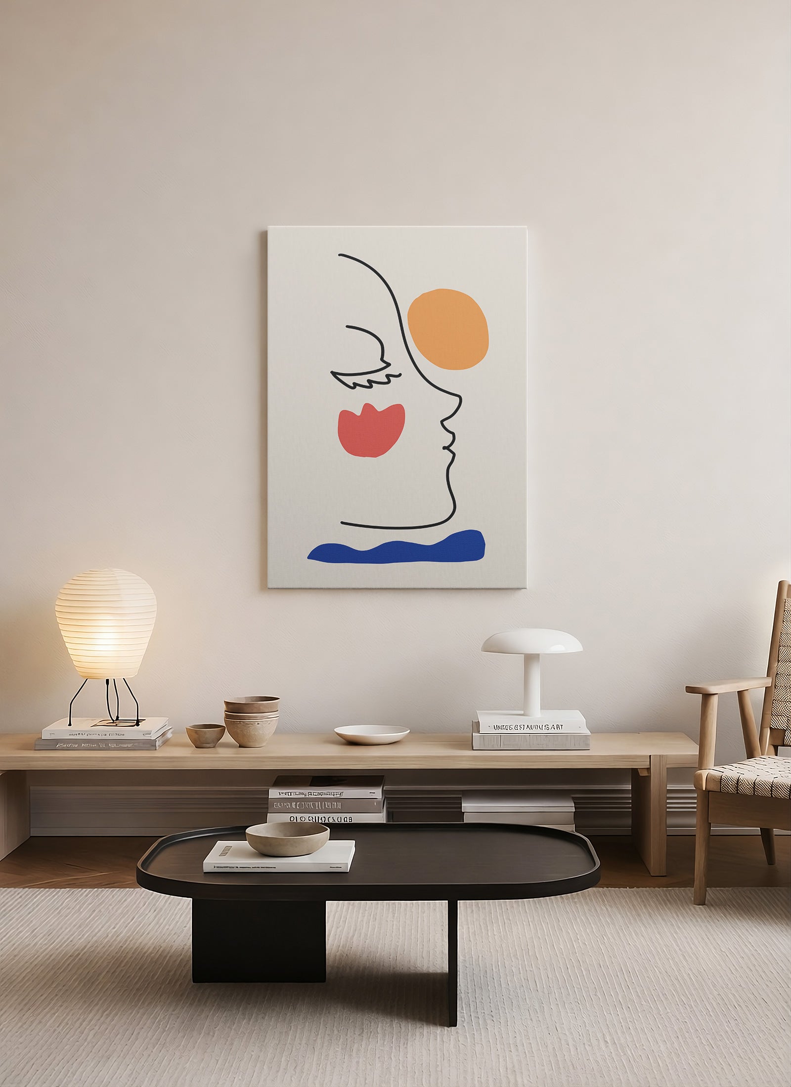 Sessiz Profil – Minimalist Çizgi Sanatı Kanvas Tablo