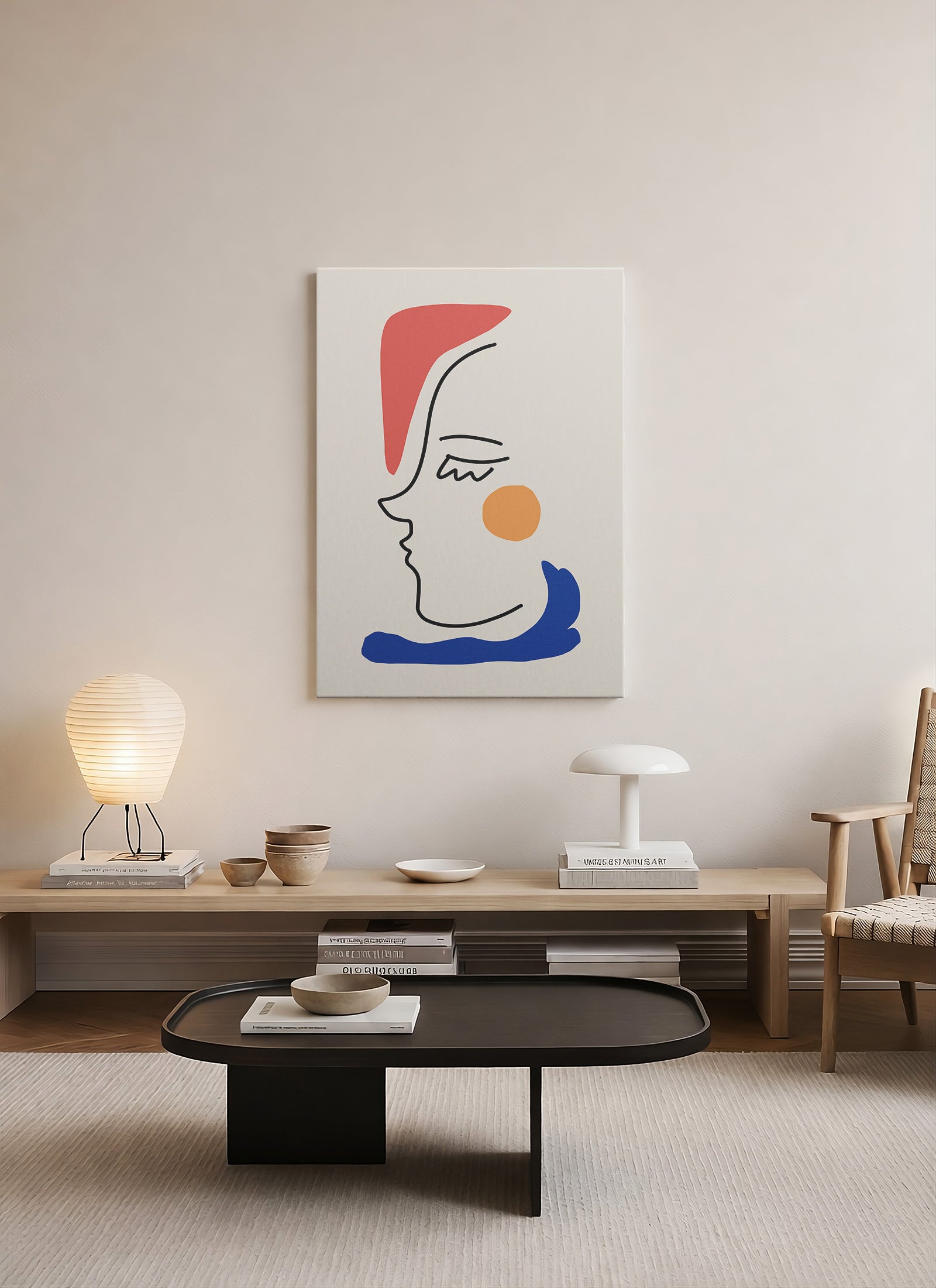 Sessiz Profil – Minimalist Çizgi Sanatı Portre Kanvas Tablo