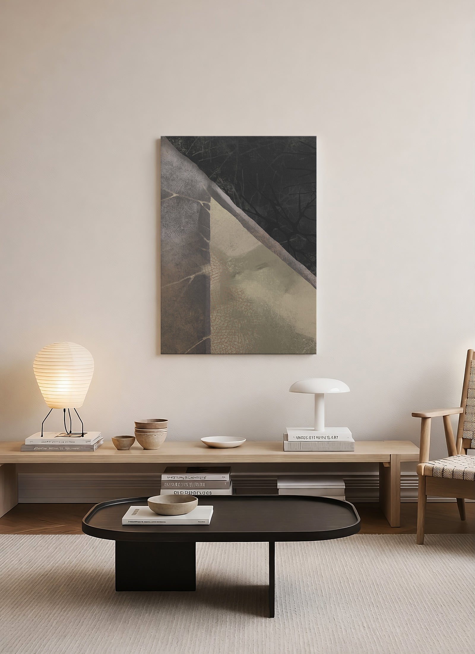 Sessiz Yüzeyler – Toprak Tonlu Abstract Minimal Kanvas Tablo