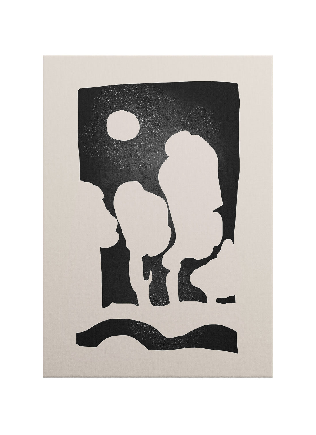 Sessiz Figürler – Siyah Beyaz Abstract Kanvas Tablo | Minimalist Modern