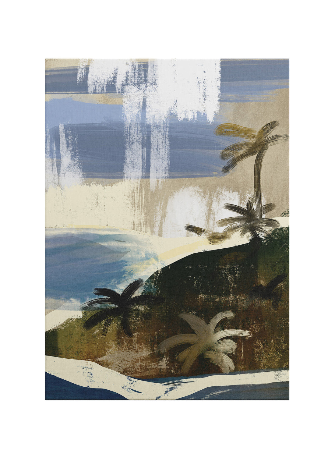 Sessiz Kıyı – Soyut Tropikal Manzara Kanvas Tablo