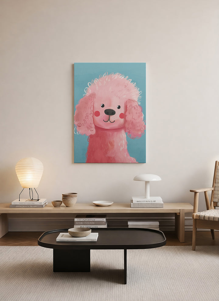 Sevimli Pembe Pudel Kanvas Tablo