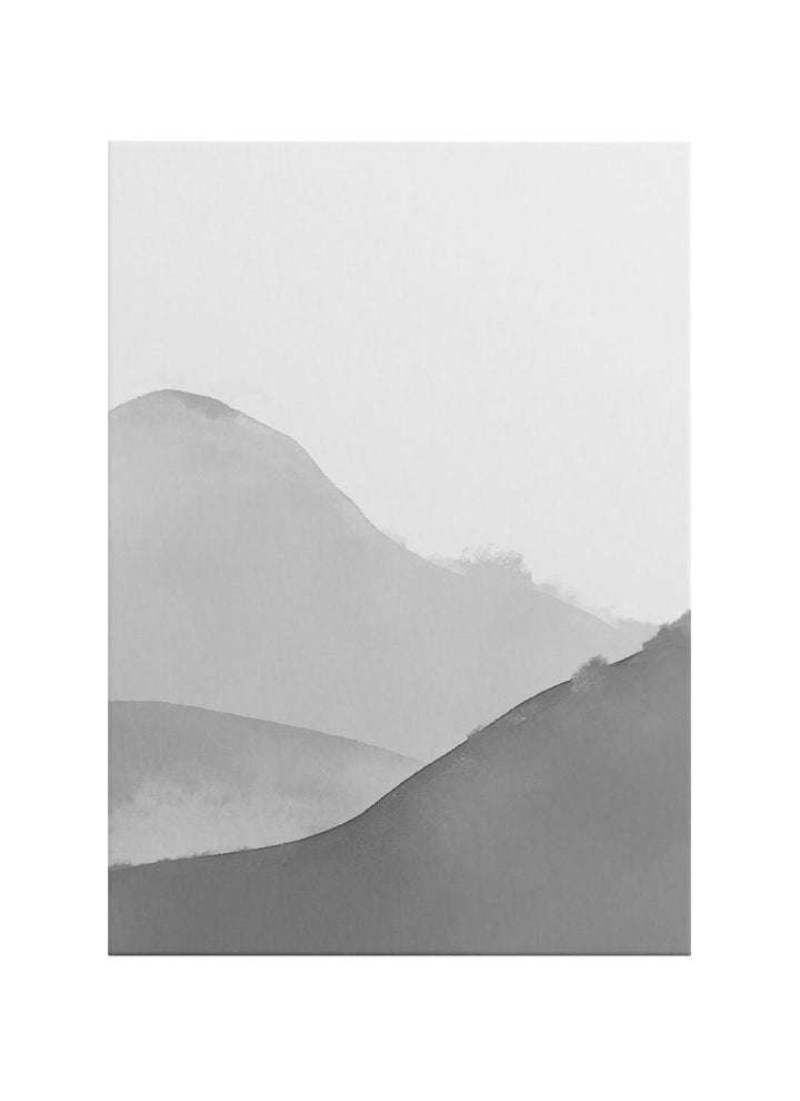 Sisli Tepeler – Minimalist Gri Tonlu Kanvas Tablo