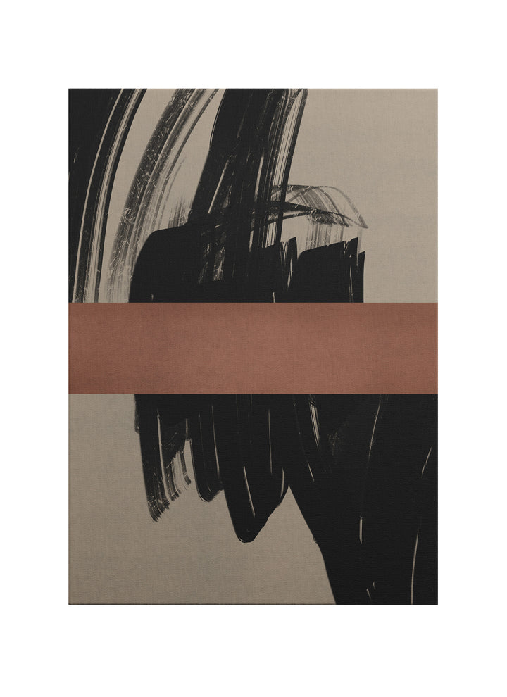 Siyah Fırça ve Toprak Bant – Soyut Kanvas Tablo