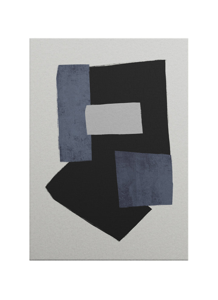 Siyah Formlar ve Mavi Bloklar – Soyut Kanvas Tablo