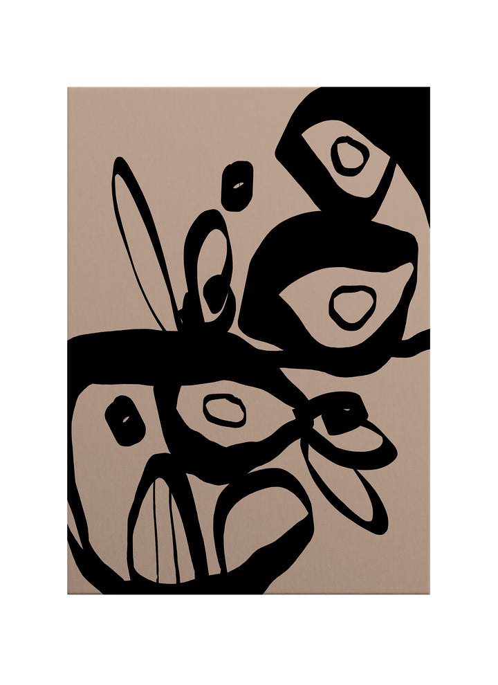 Siyah Organik Kompozisyon Soyut Kanvas Tablo