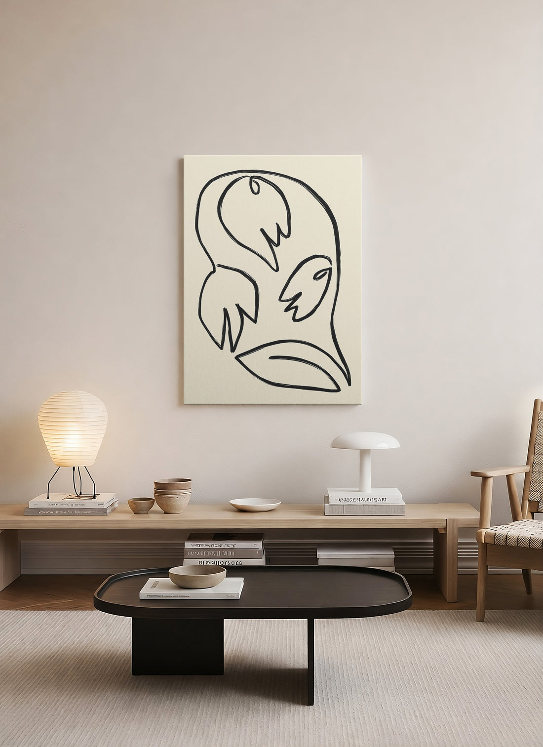 Soyut Çiçek Çizgi Sanatı Kanvas Tablo | Minimalist & Modern Duvar Sanatı