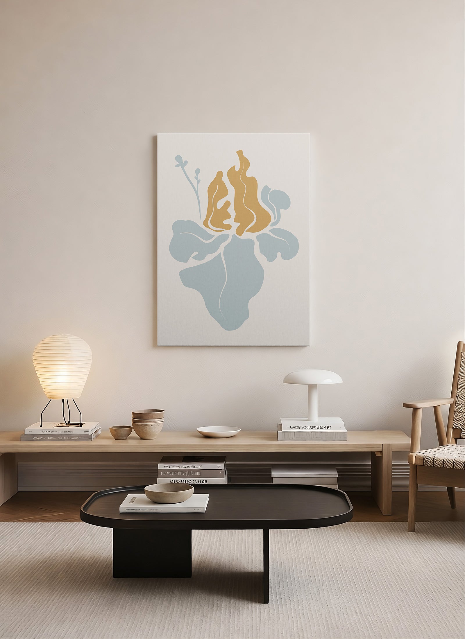Soyut Çiçek Formu – Modern Botanik Minimal Kanvas Tablo