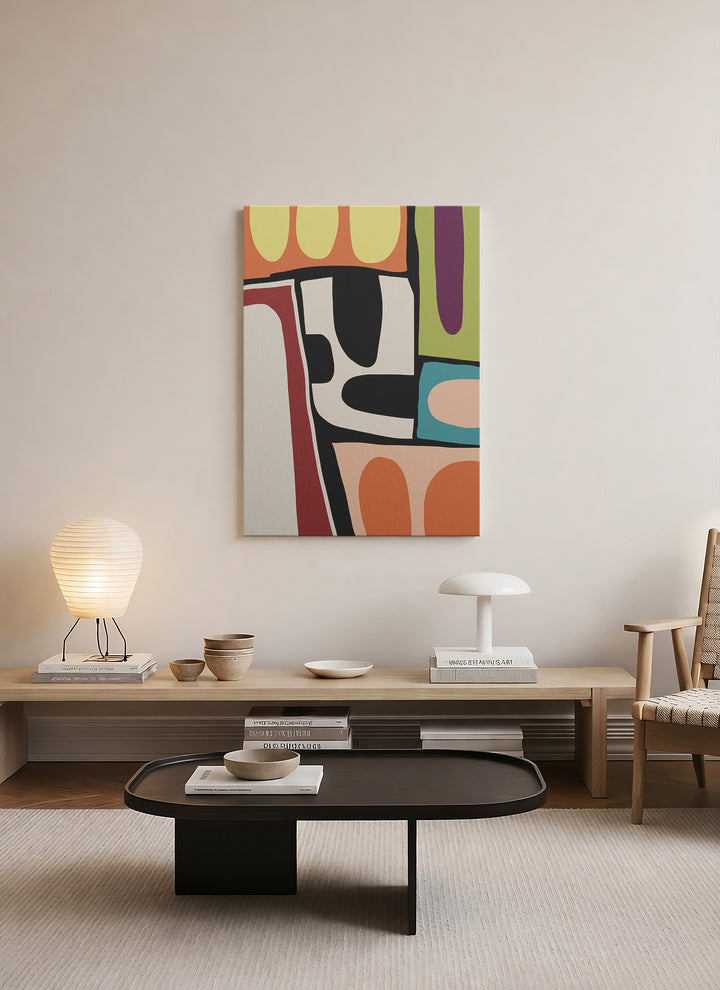 Soyut Geometrik Renk Blokları Kanvas Tablo – Modern Bauhaus Poster