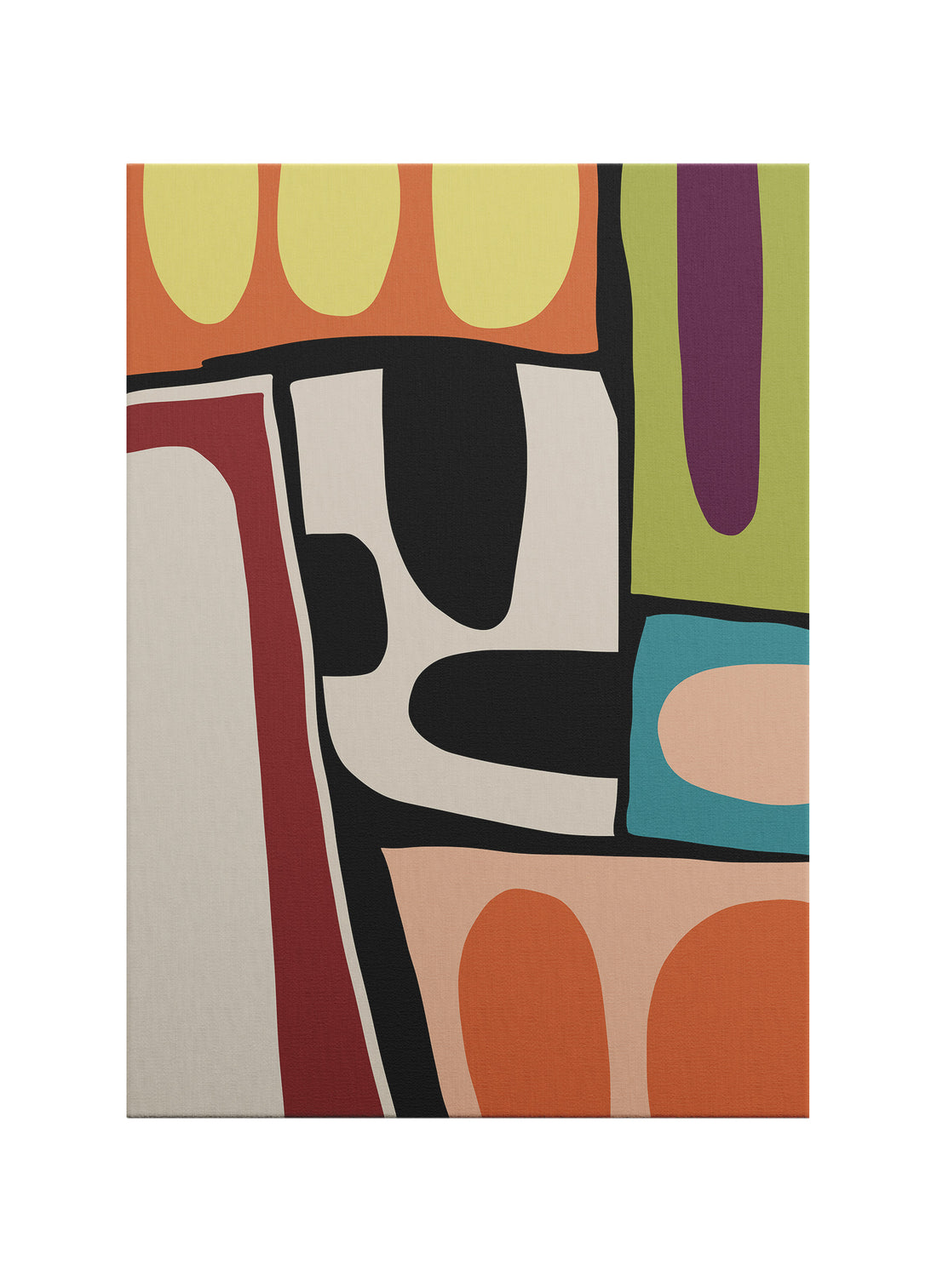 Soyut Geometrik Renk Blokları Kanvas Tablo – Modern Bauhaus Poster