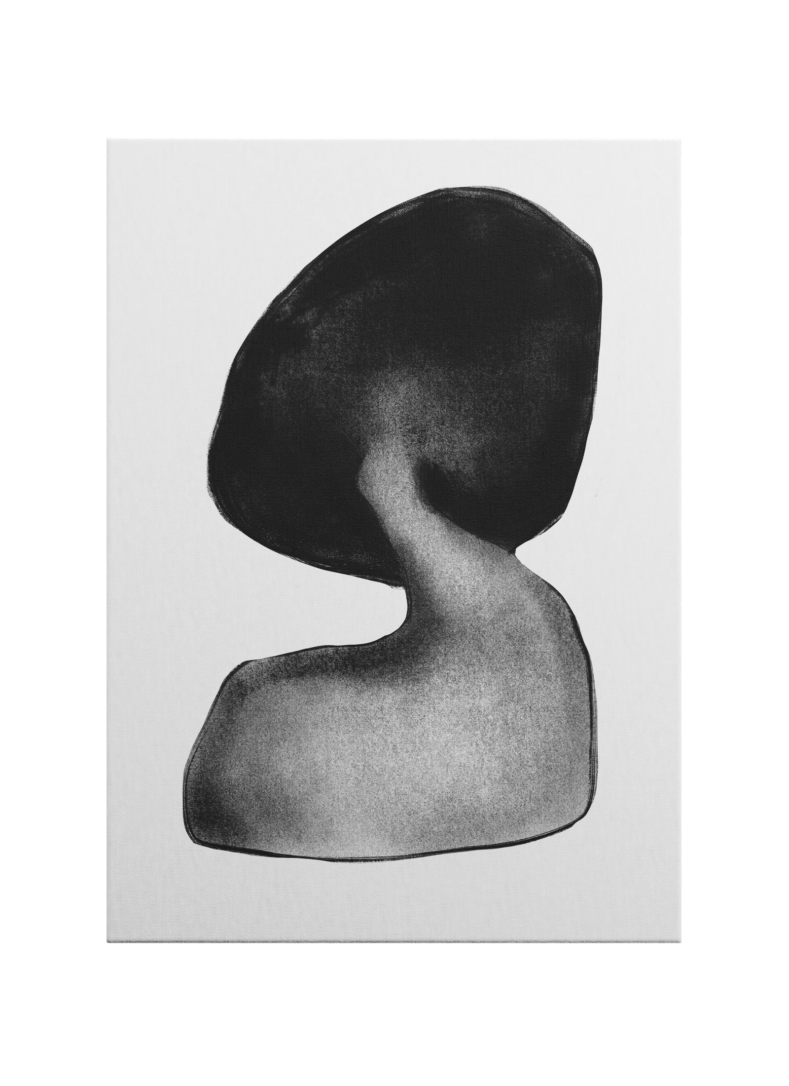 Soyut Minimalist Form Kanvas Tablo | Modern Siyah Beyaz Duvar Sanatı