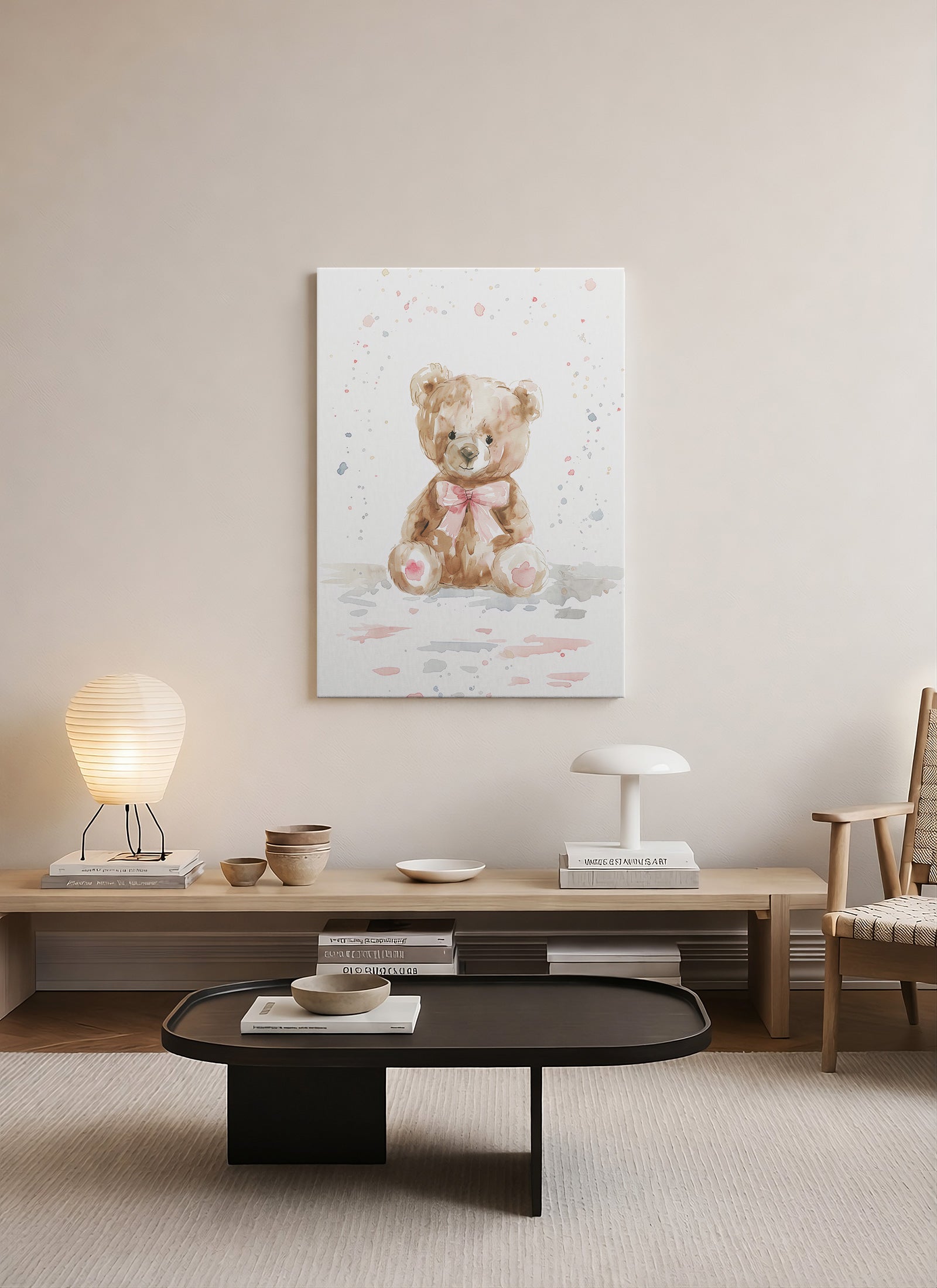 Sulu Boya Teddy Bear Kanvas Tablo