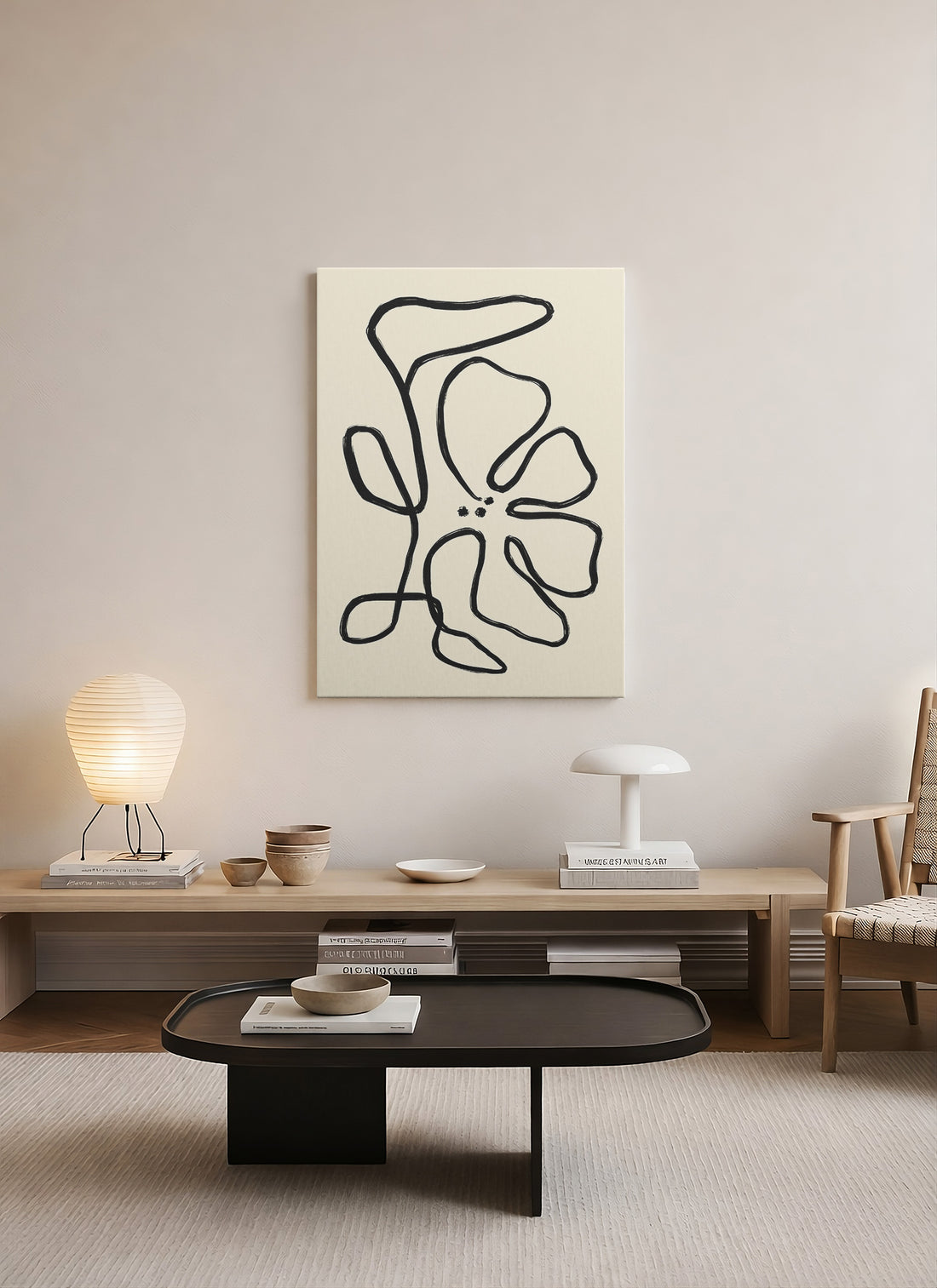 Tek Jest – Minimalist Tek Çizgi Soyut Çiçek Kanvas Tablo