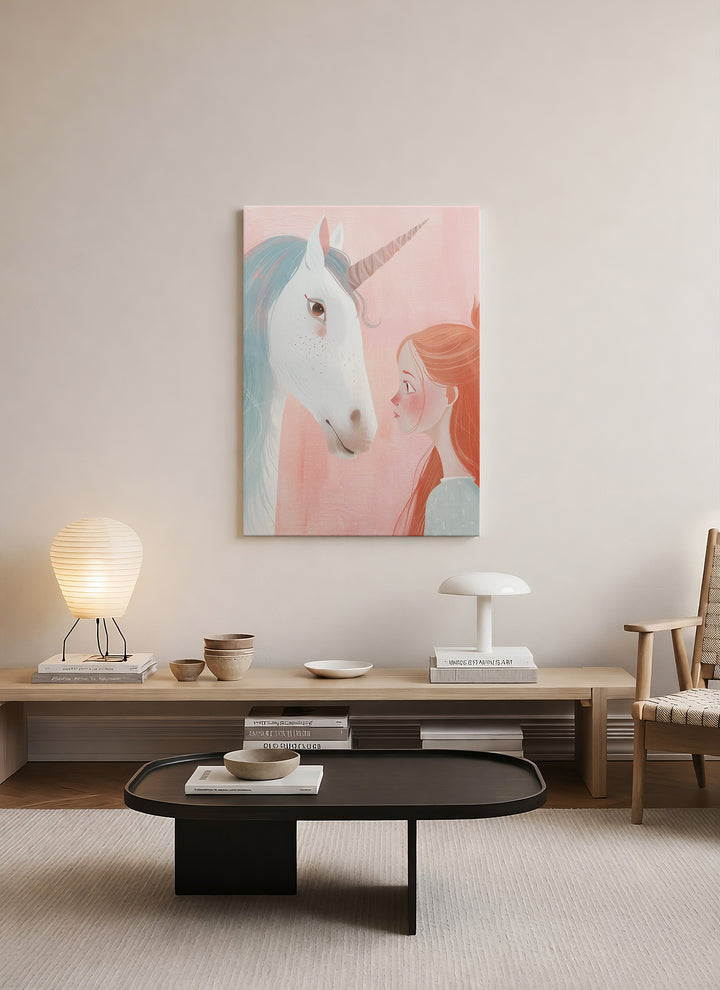 Unicorn ve Kız Çocuk Kanvas Tablo