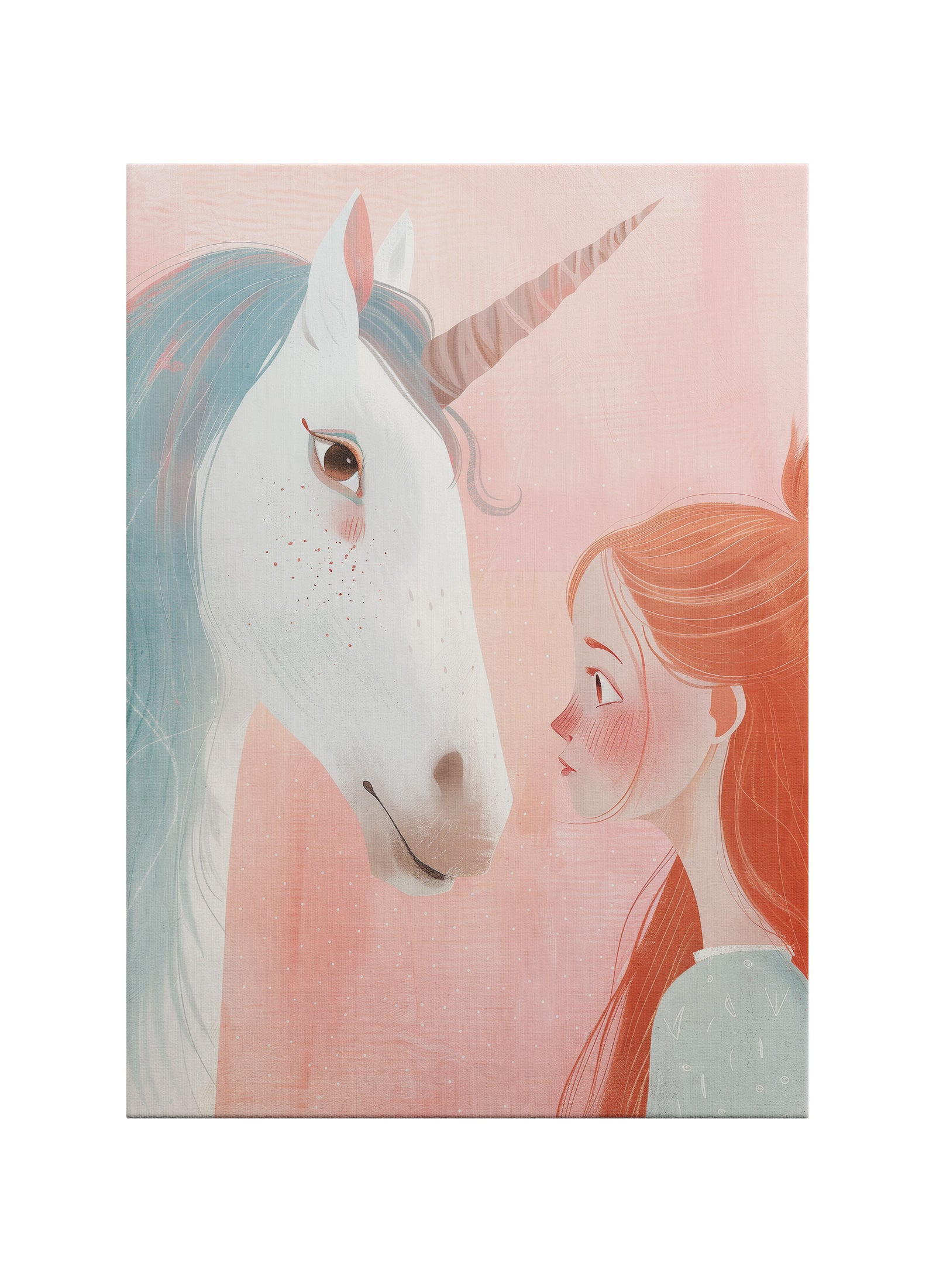 Unicorn ve Kız Çocuk Kanvas Tablo