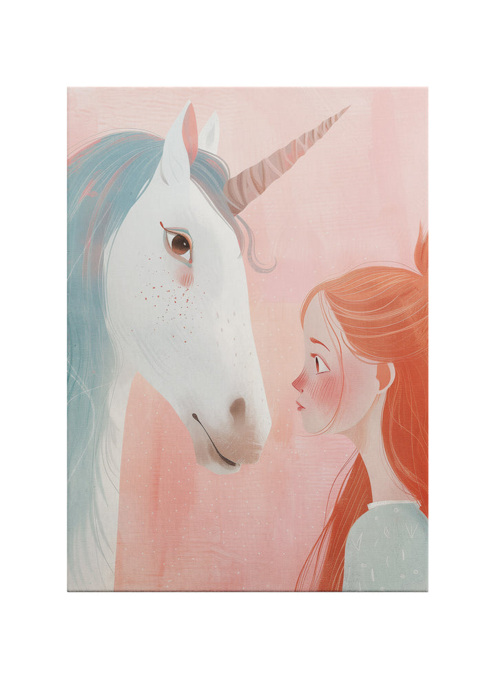 Unicorn ve Kız Çocuk Kanvas Tablo