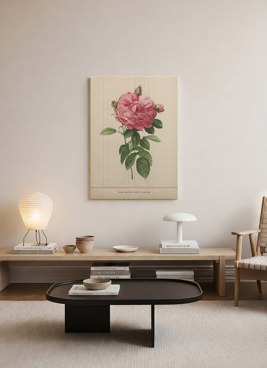 Vintage Botanik Gül İllüstrasyonu – Rosa Gallica Purpureoviolacea