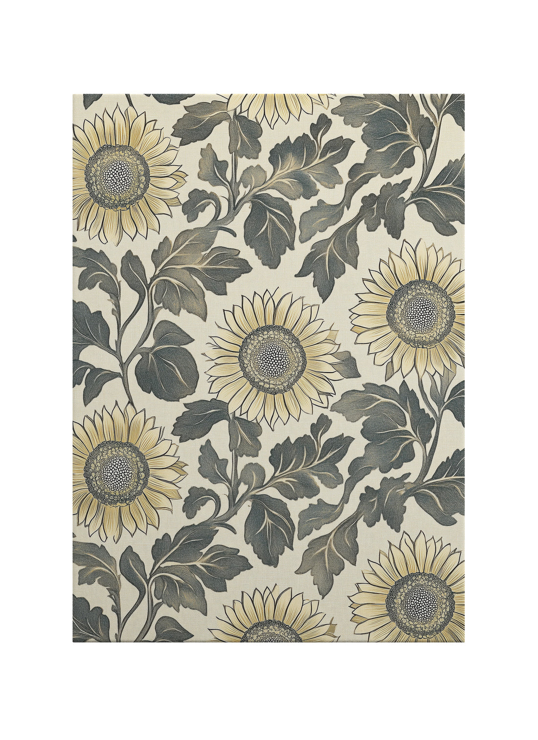 Vintage Ayçiçeği Desenli Botanik Kanvas Tablo