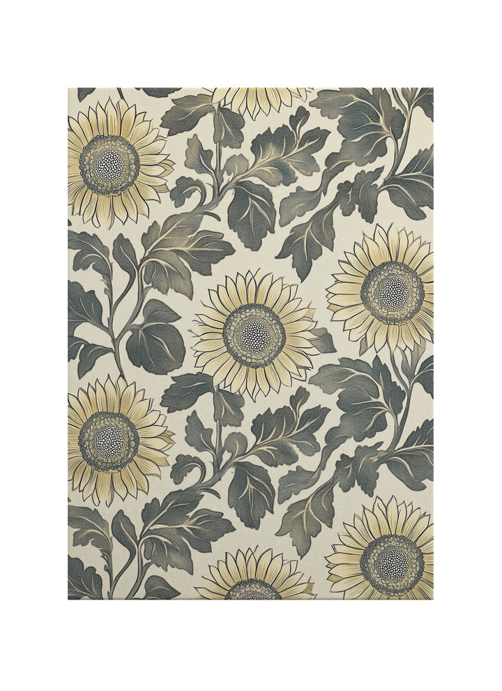 Vintage Ayçiçeği Desenli Botanik Kanvas Tablo