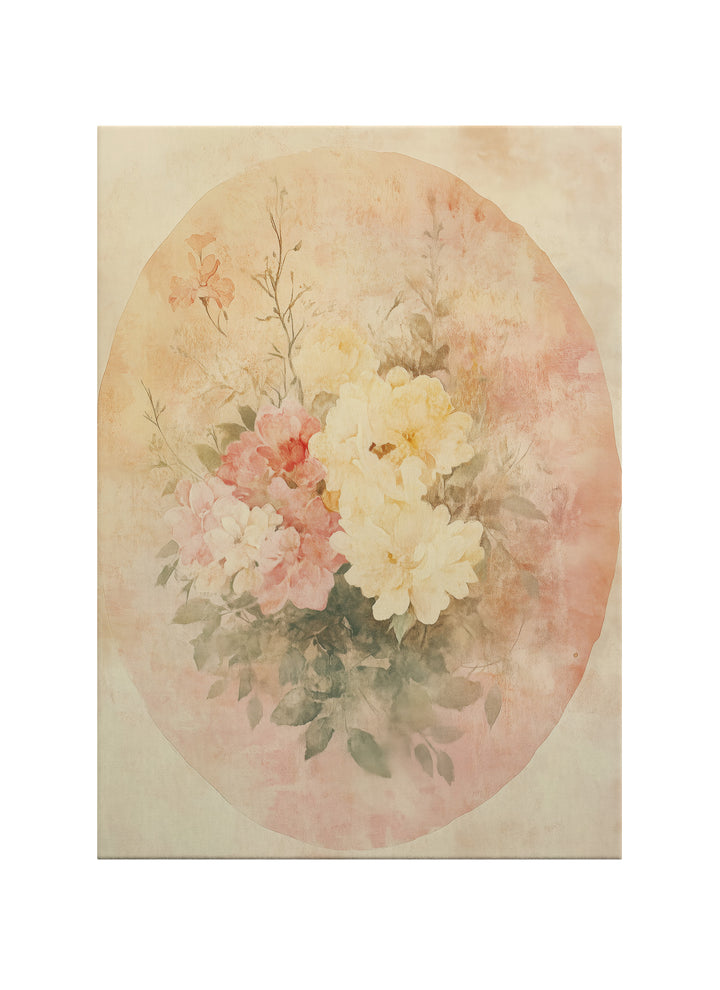 Vintage Pastel Şakayık Buketi Kanvas Tablo