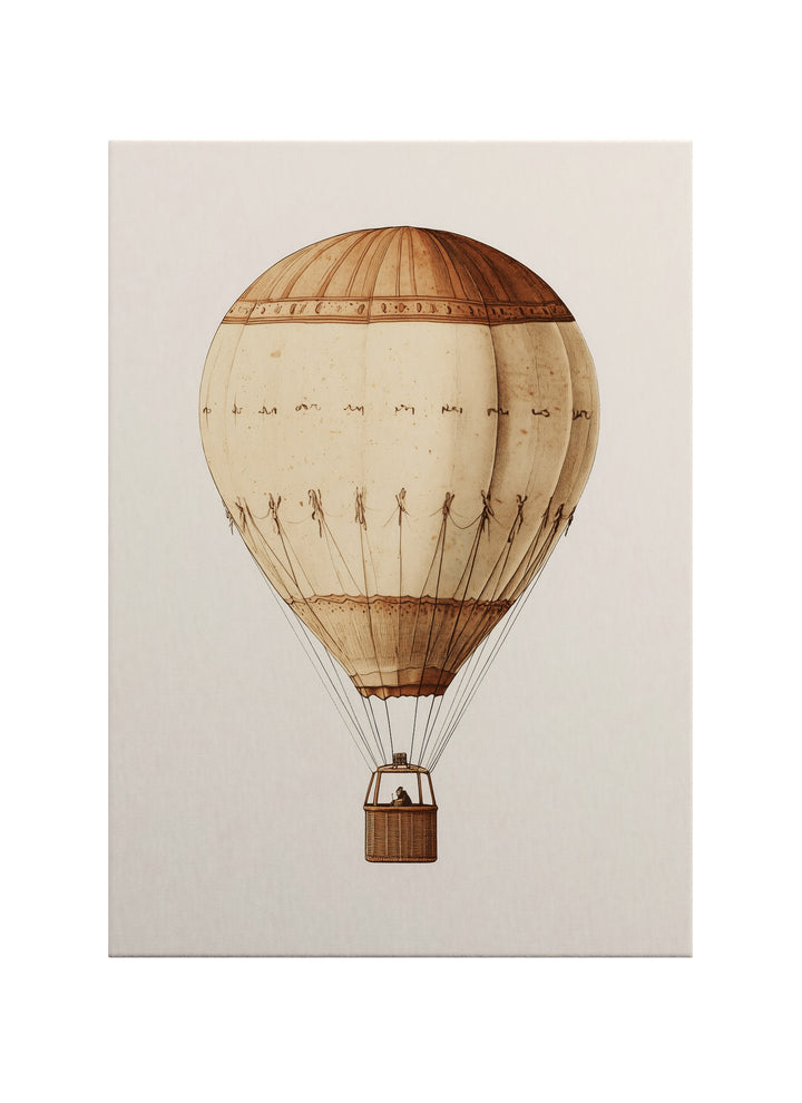 Vintage Sıcak Hava Balonu – Minimal Suluboya Kanvas Tablo