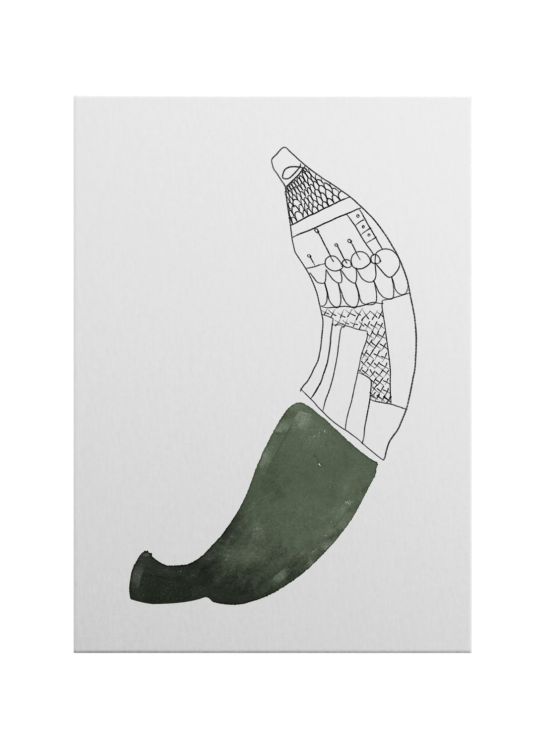 Yeşil Akış – Minimalist Soyut Botanik Kanvas Tablo