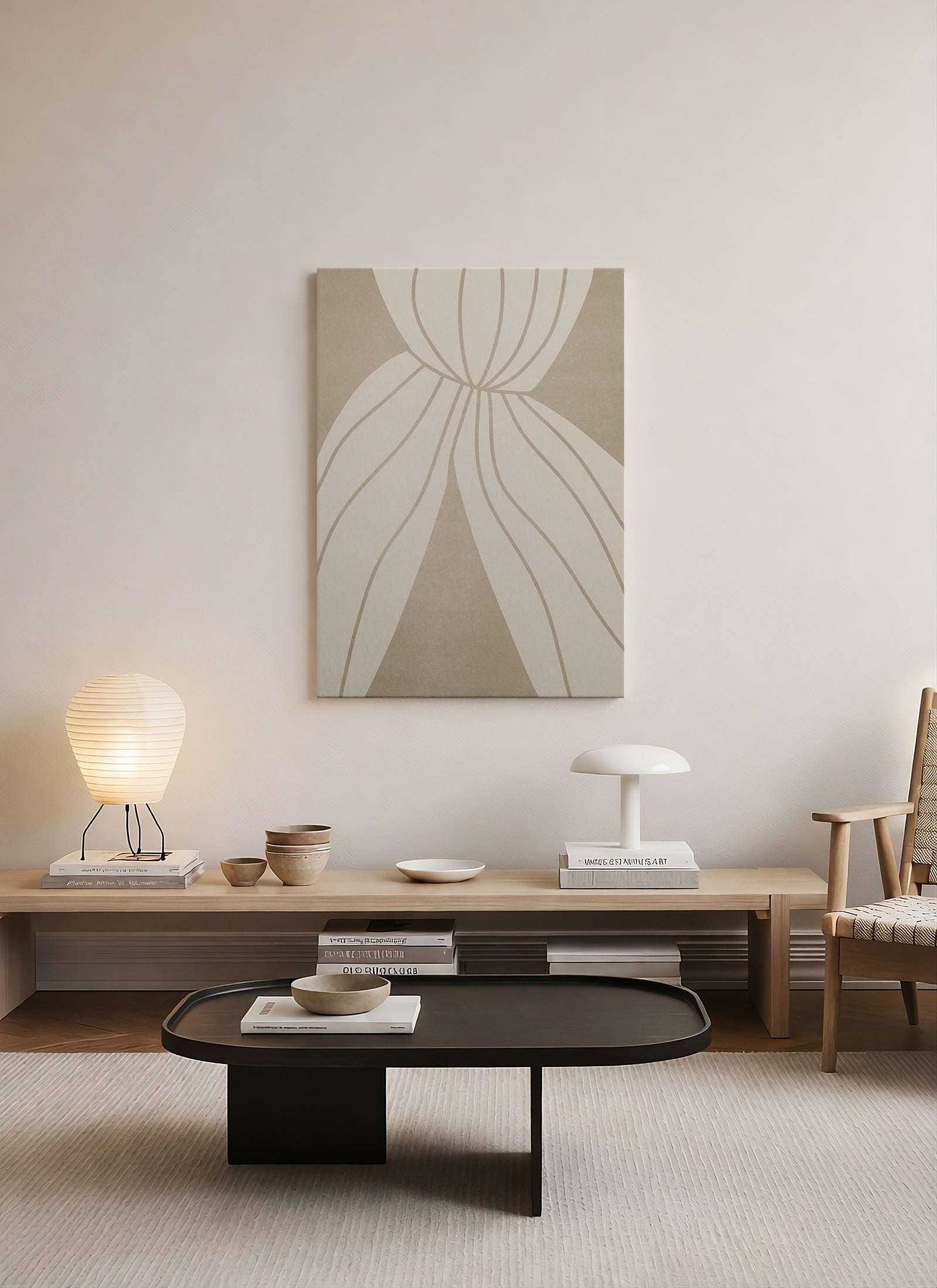 Yumuşak Denge – Bej Tonlu Abstract Minimal Kanvas Tablo