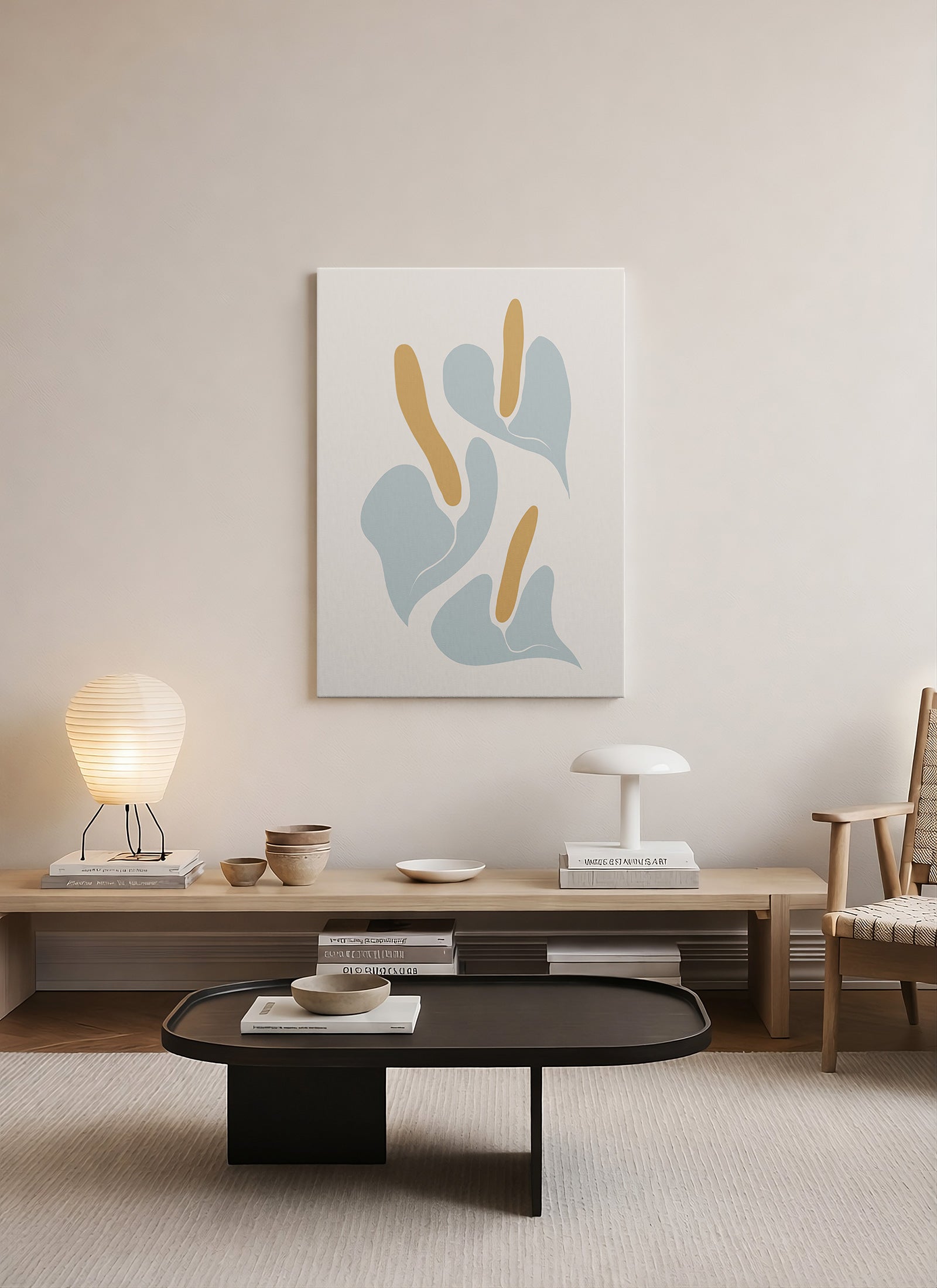 Yumuşak İzler – Minimalist Soyut Botanik Kanvas Tablo
