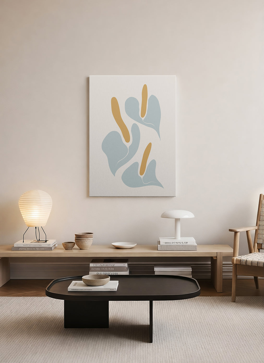 Yumuşak İzler – Minimalist Soyut Botanik Kanvas Tablo