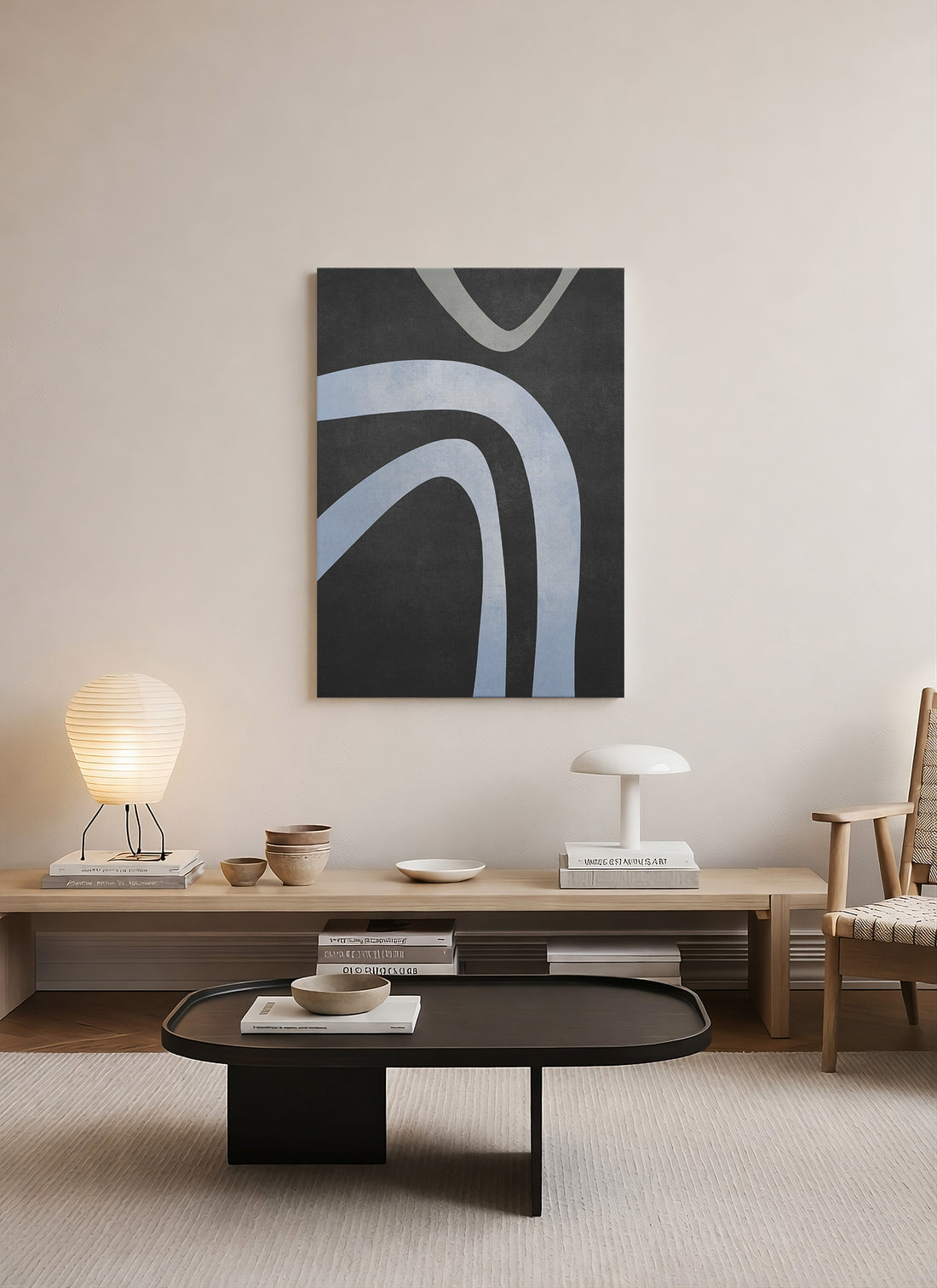 Yumuşak Kesişmeler – Minimalist Soyut Geometrik Kanvas Tablo