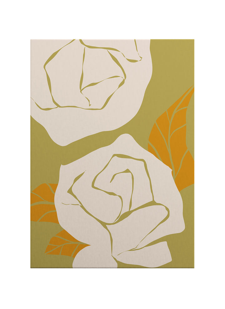 Zeytin Tonlarında Gül Formu Kanvas Tablo